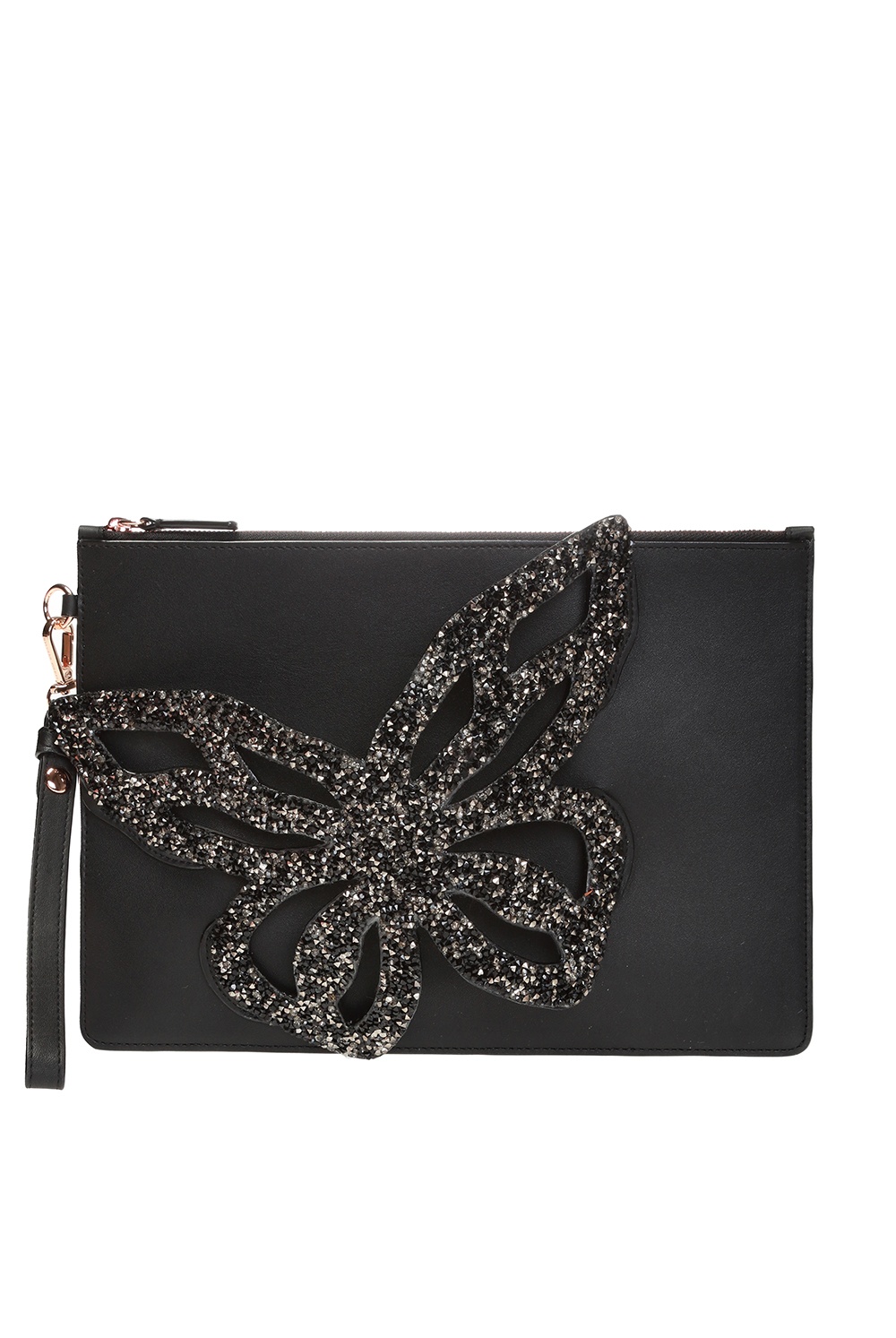 Black Flossy leather clutch Sophia Webster Vitkac Australia